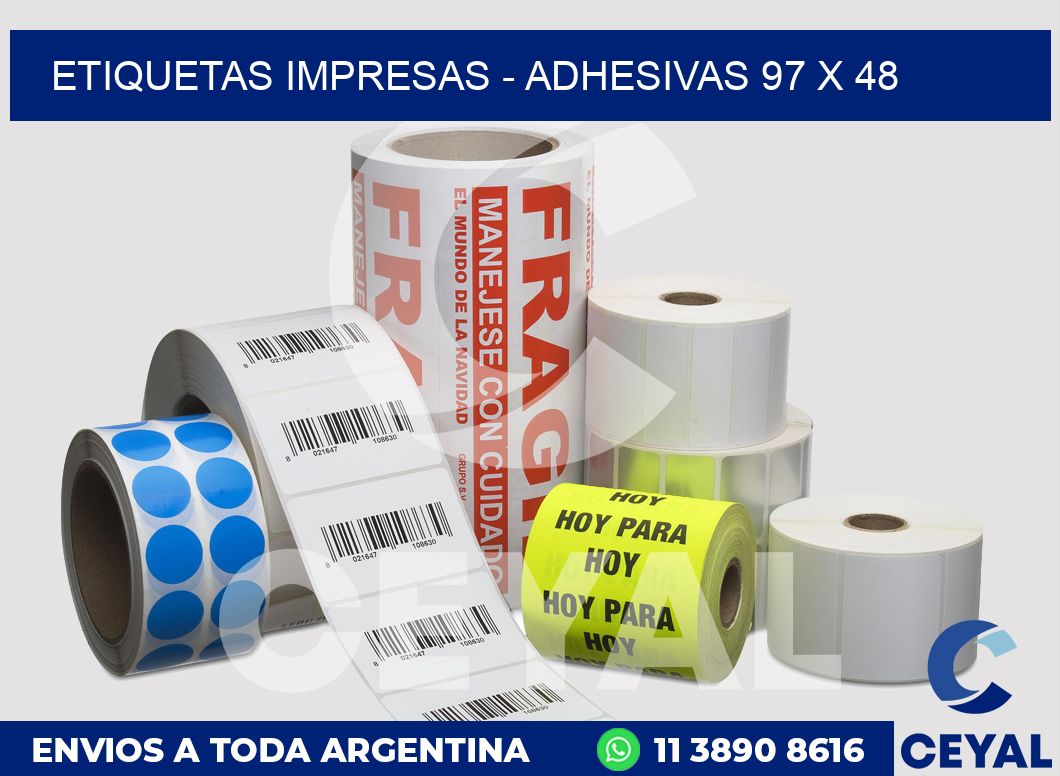 etiquetas impresas - Adhesivas 97 x 48