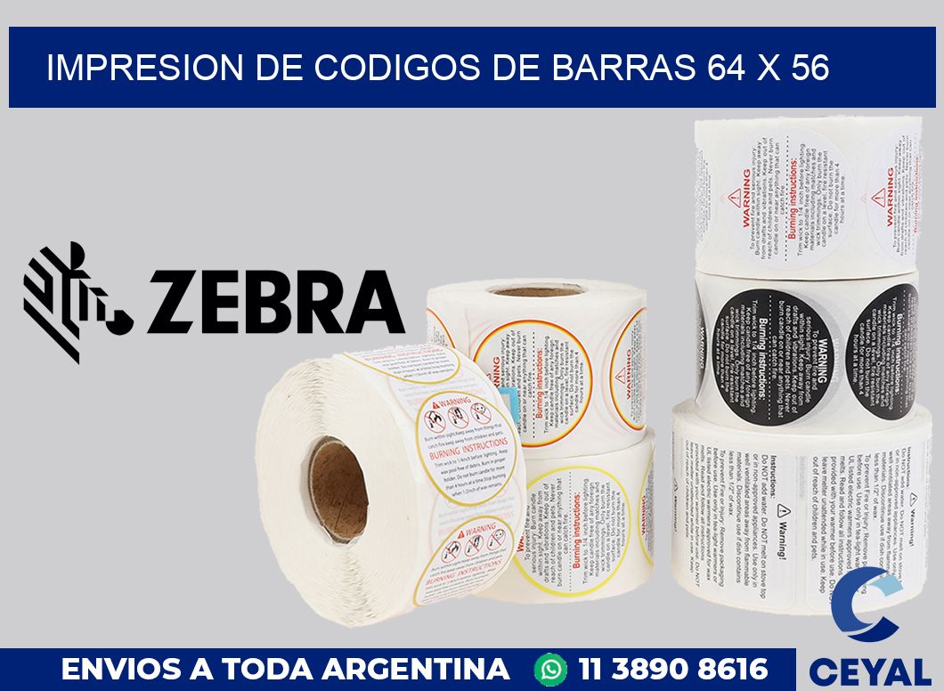 impresion de codigos de barras 64 x 56