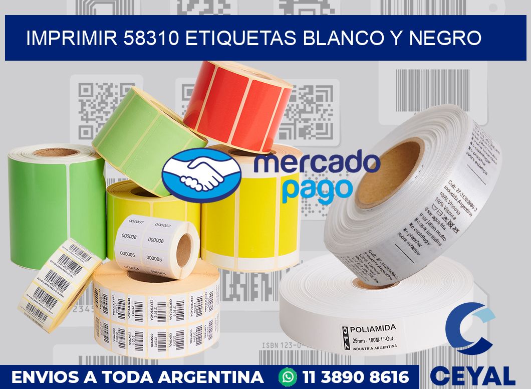 imprimir 58310 etiquetas blanco y negro