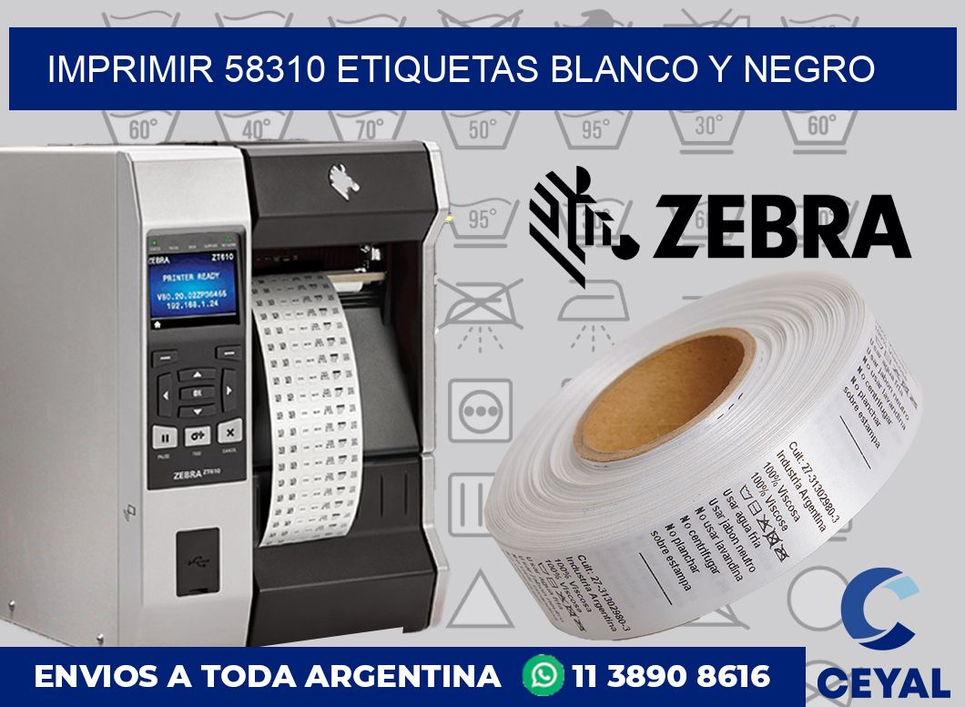imprimir 58310 etiquetas blanco y negro