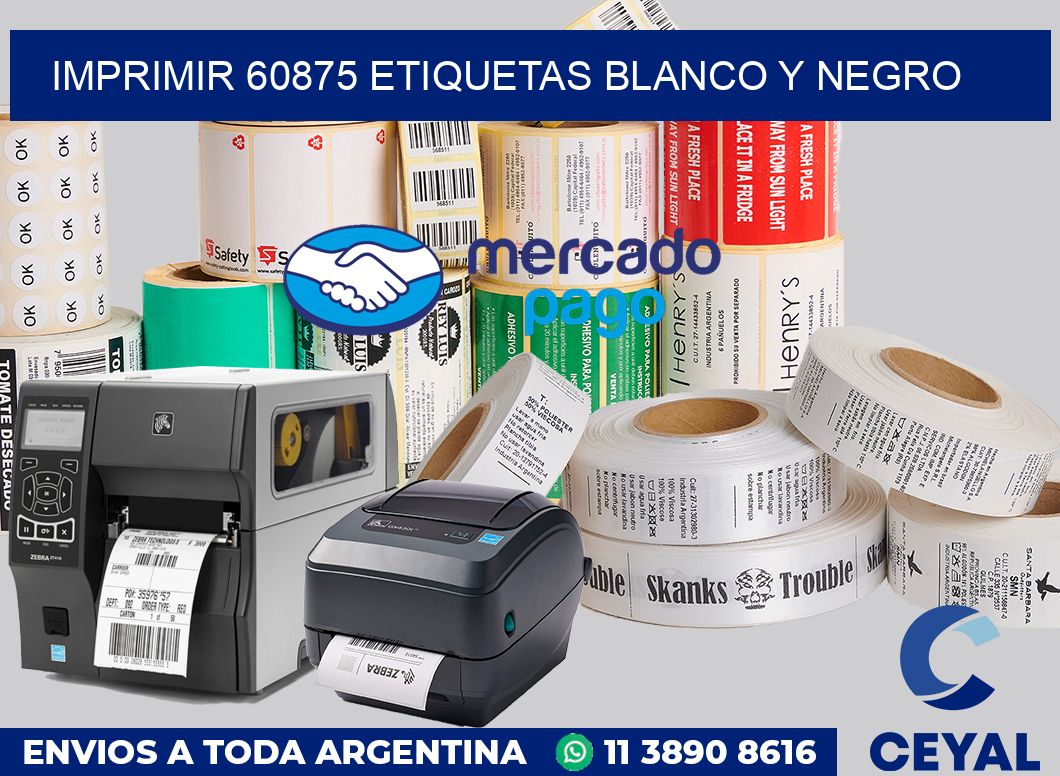 imprimir 60875 etiquetas blanco y negro