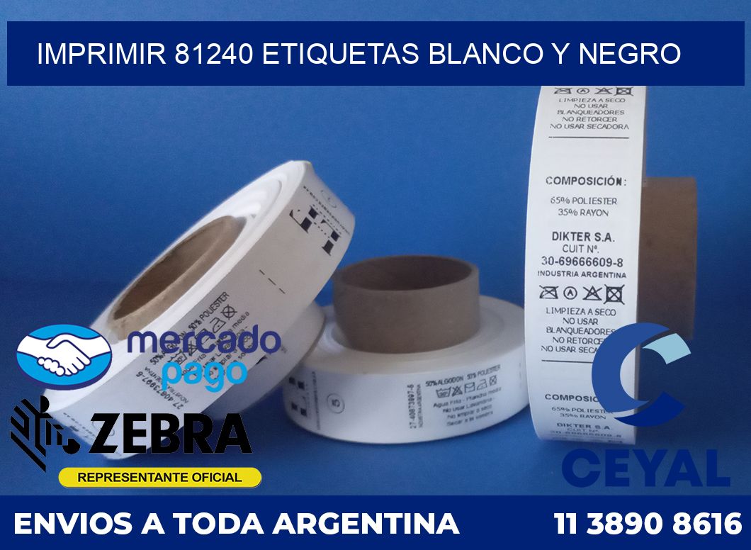 imprimir 81240 etiquetas blanco y negro