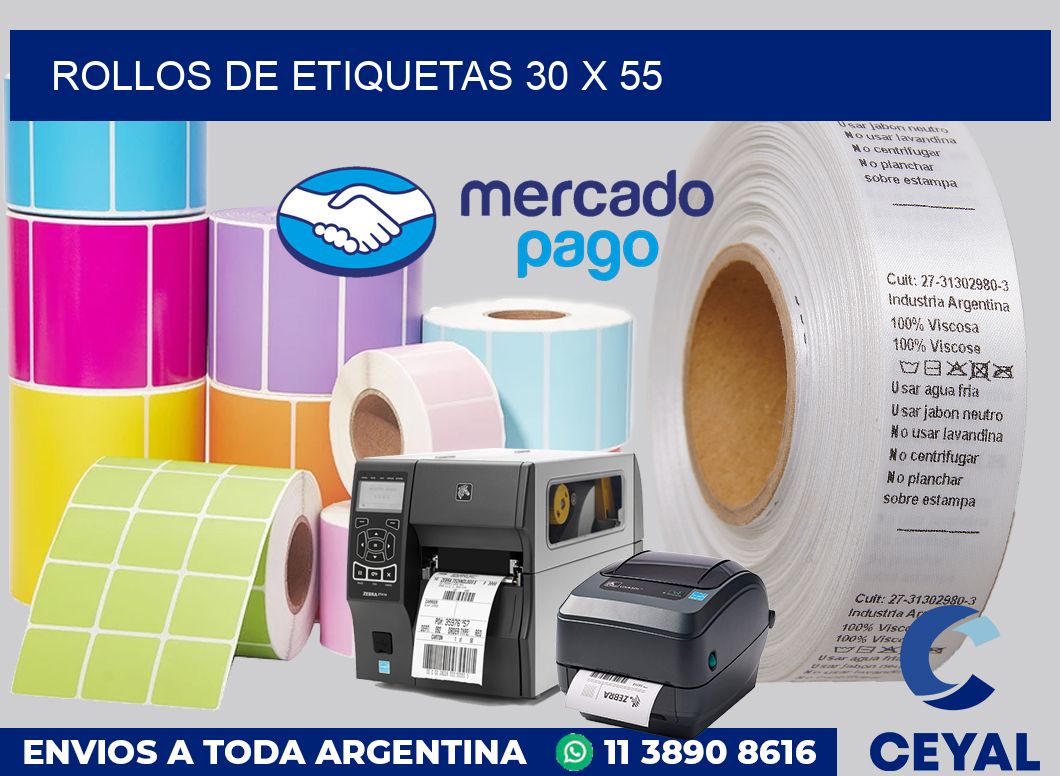 rollos de etiquetas 30 x 55