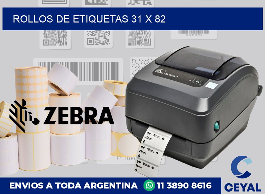rollos de etiquetas 31 x 82