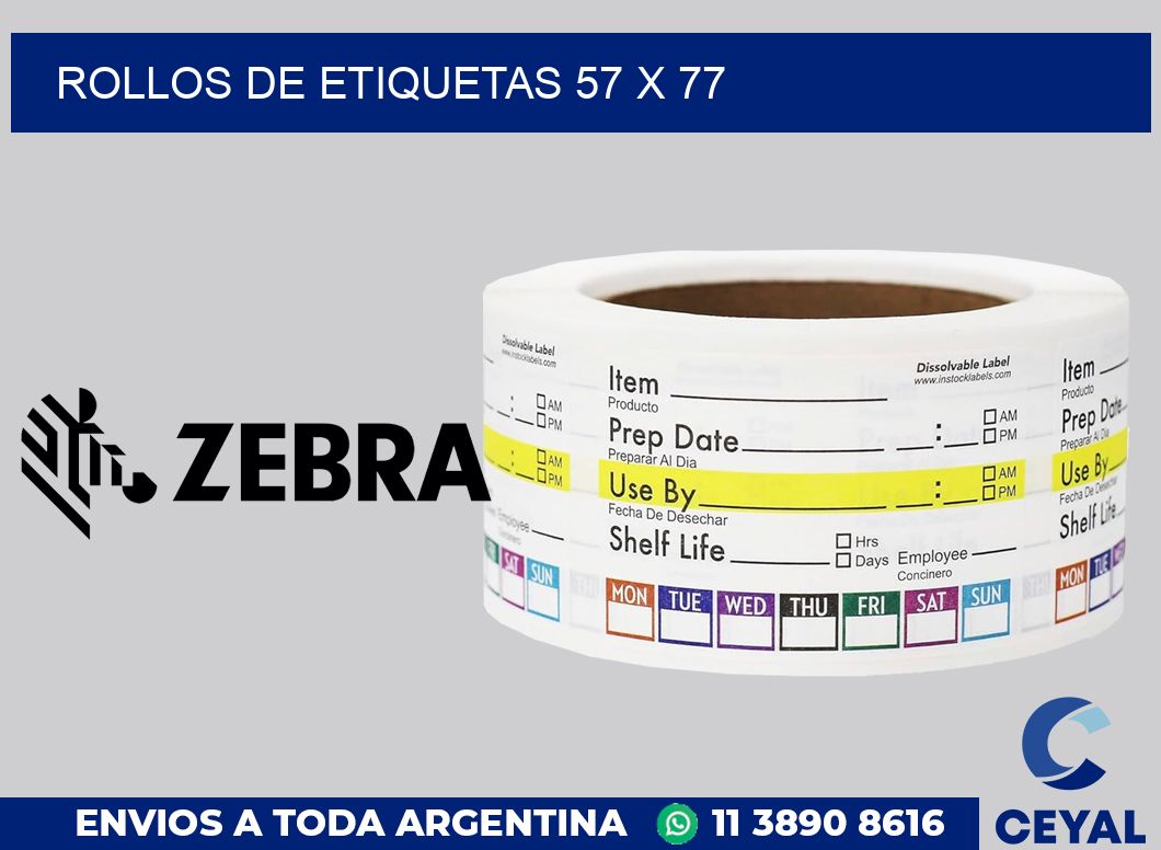 rollos de etiquetas 57 x 77