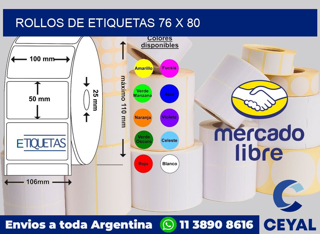 rollos de etiquetas 76 x 80