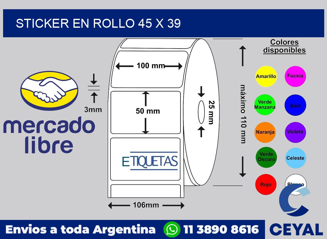 sticker en rollo 45 x 39