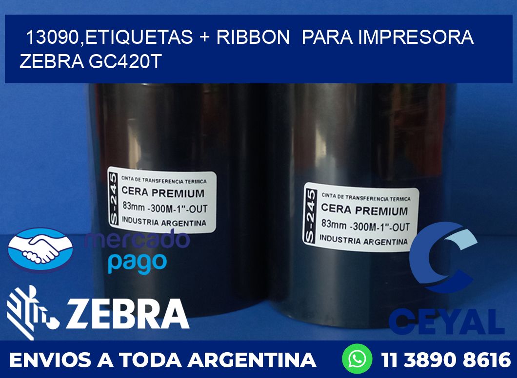 13090,etiquetas + ribbon para impresora zebra GC420T