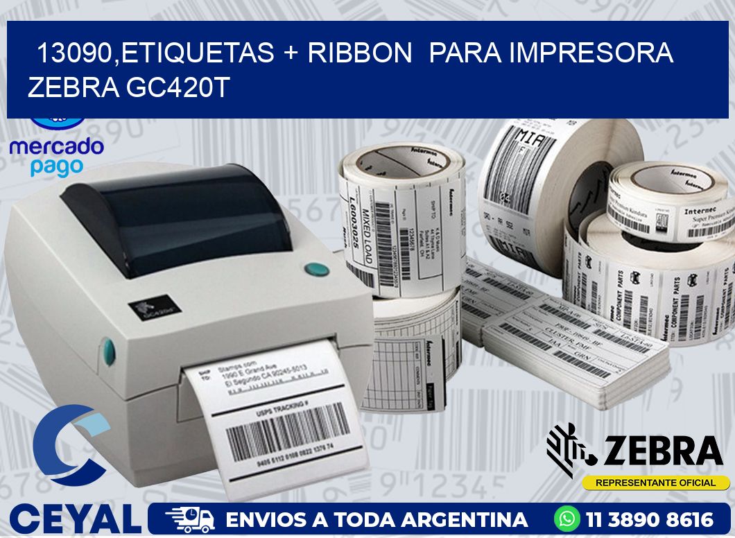 13090,etiquetas + ribbon  para impresora zebra GC420T