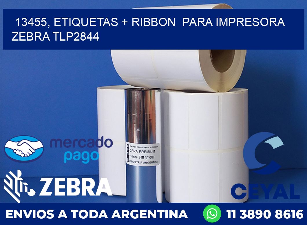 13455, etiquetas + ribbon  para impresora zebra TLP2844