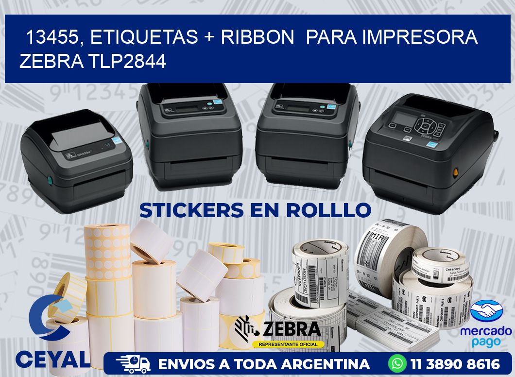 13455, etiquetas + ribbon  para impresora zebra TLP2844
