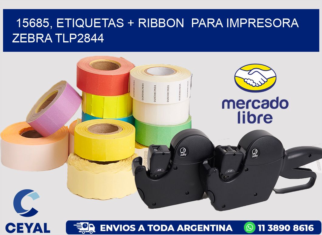 15685, etiquetas + ribbon  para impresora zebra TLP2844
