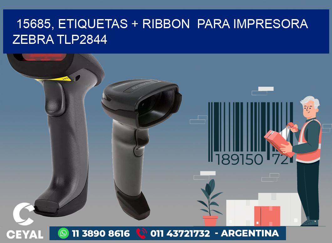 15685, etiquetas + ribbon  para impresora zebra TLP2844