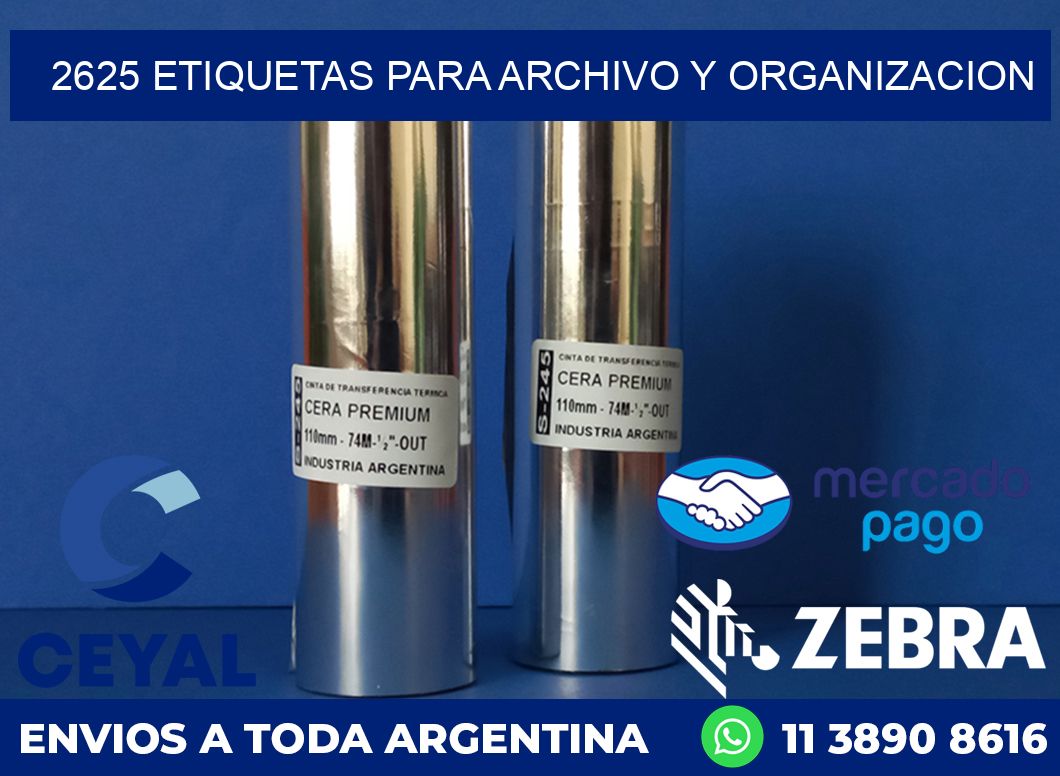 2625 ETIQUETAS PARA ARCHIVO Y ORGANIZACION