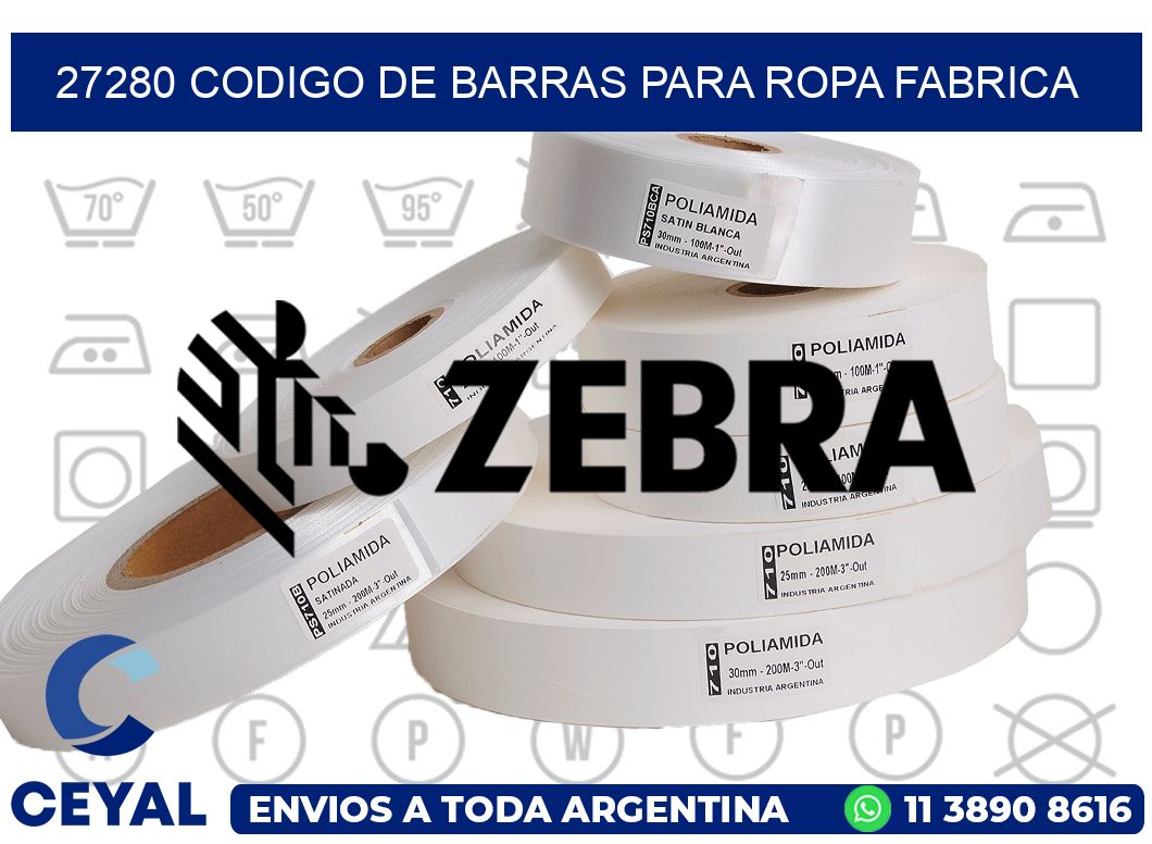 27280 CODIGO DE BARRAS PARA ROPA FABRICA