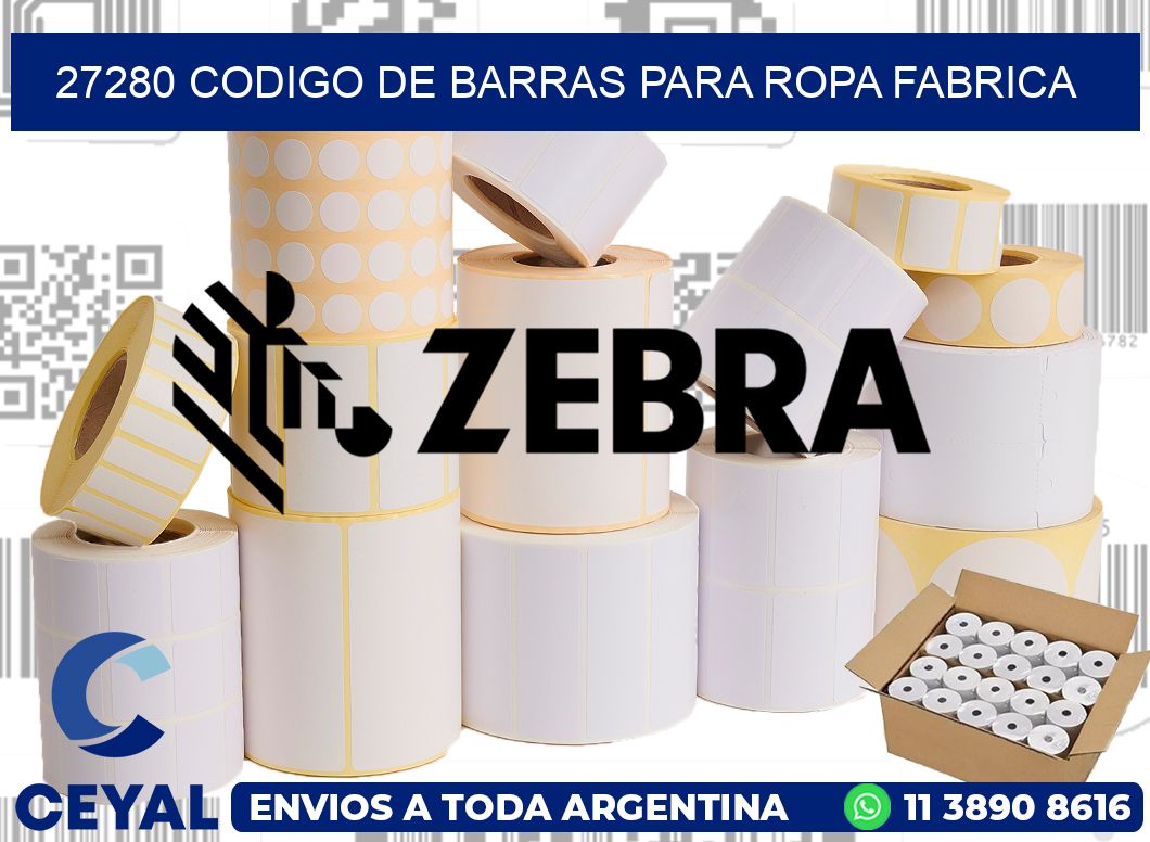 27280 CODIGO DE BARRAS PARA ROPA FABRICA