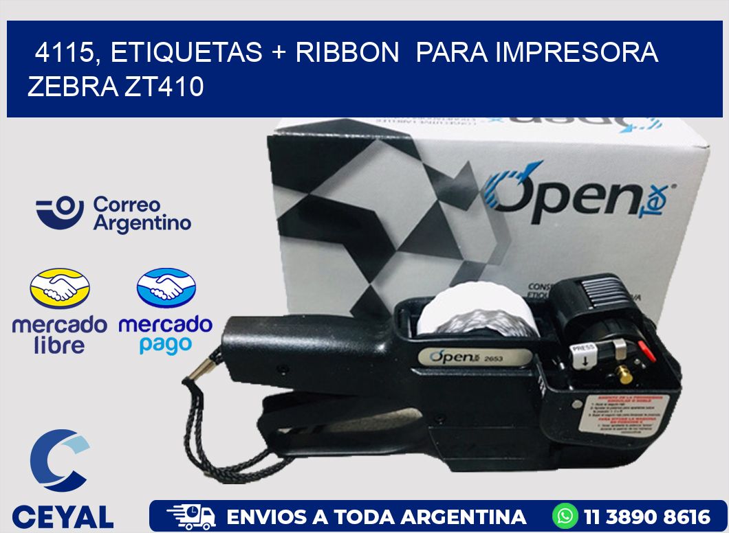 4115, etiquetas + ribbon  para impresora zebra ZT410