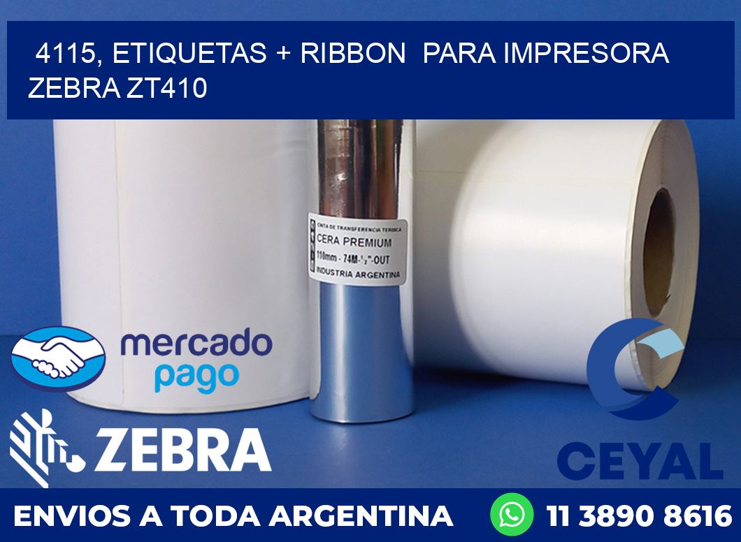 4115, etiquetas + ribbon  para impresora zebra ZT410