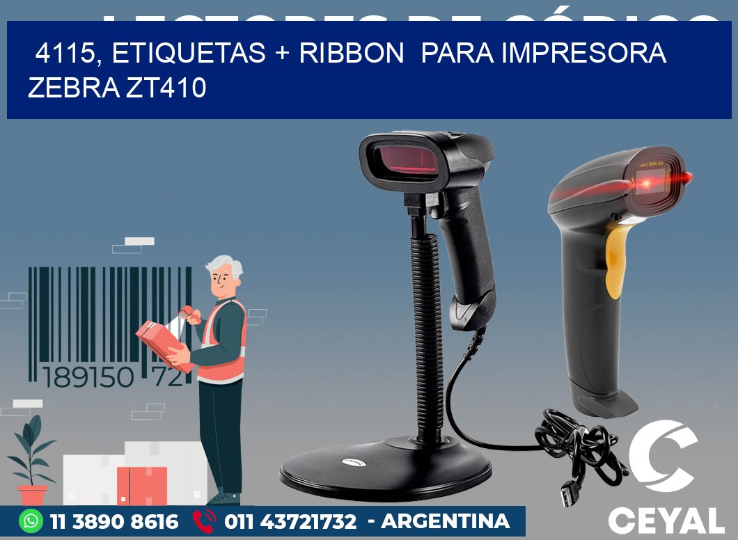 4115, etiquetas + ribbon  para impresora zebra ZT410