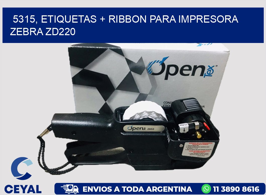 5315, etiquetas + ribbon para impresora zebra zd220