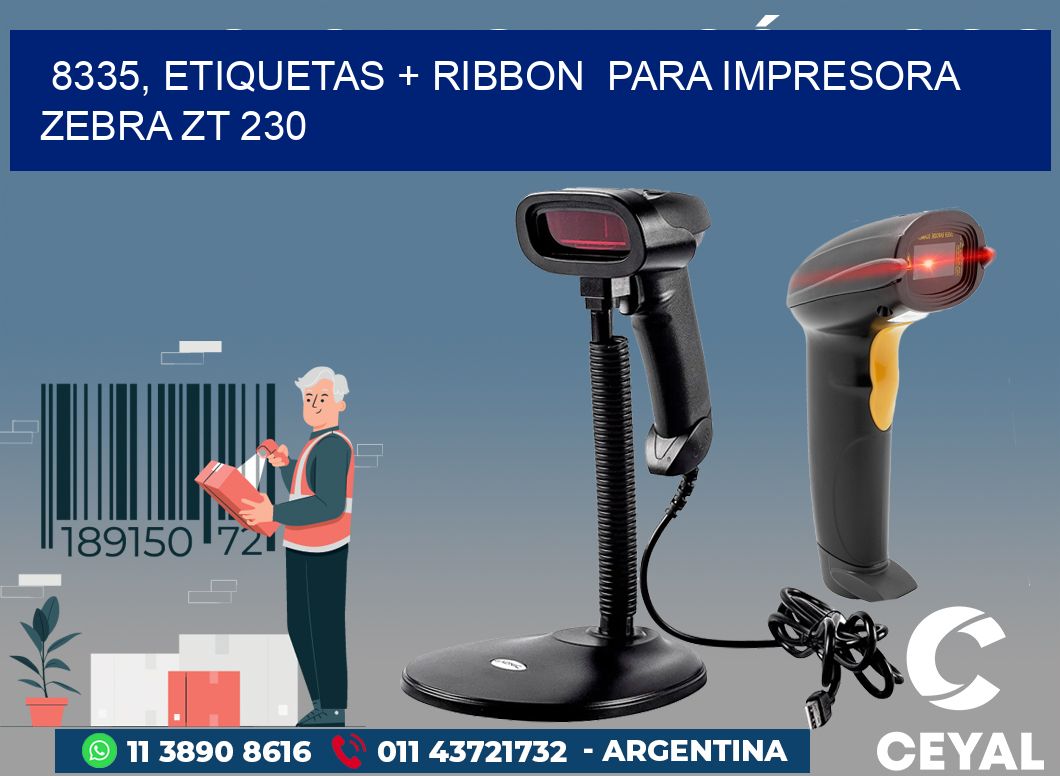 8335, etiquetas + ribbon  para impresora zebra ZT 230