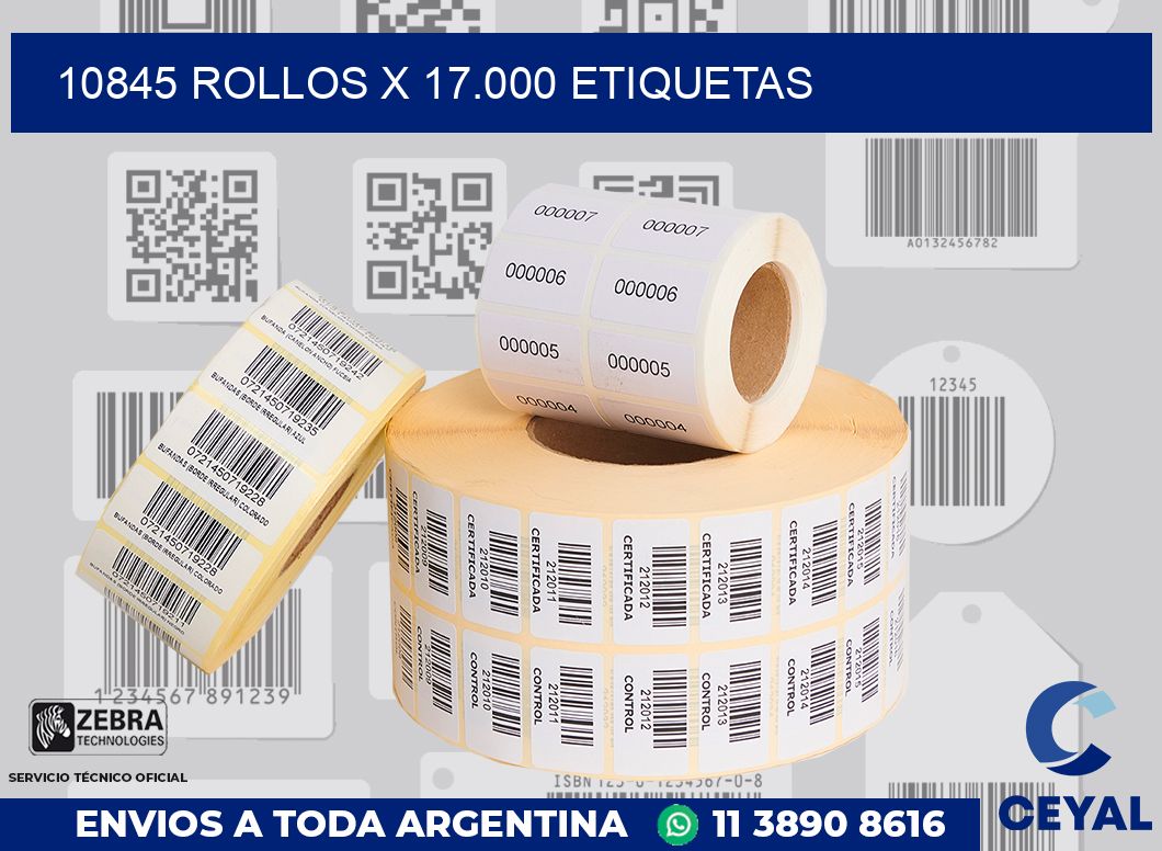 10845 Rollos x 17.000 etiquetas