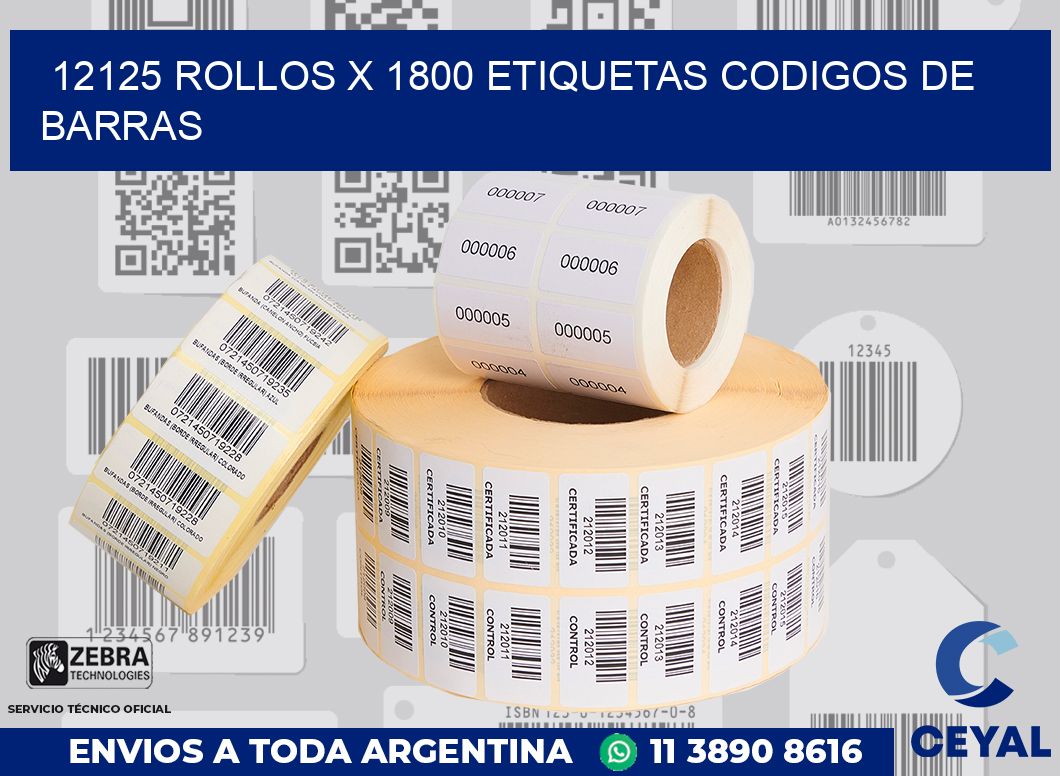 12125 Rollos x 1800 etiquetas codigos de barras