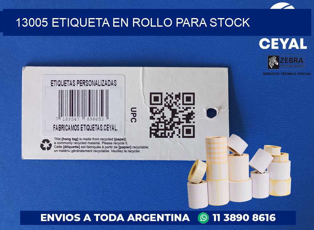 13005 ETIQUETA EN ROLLO PARA STOCK