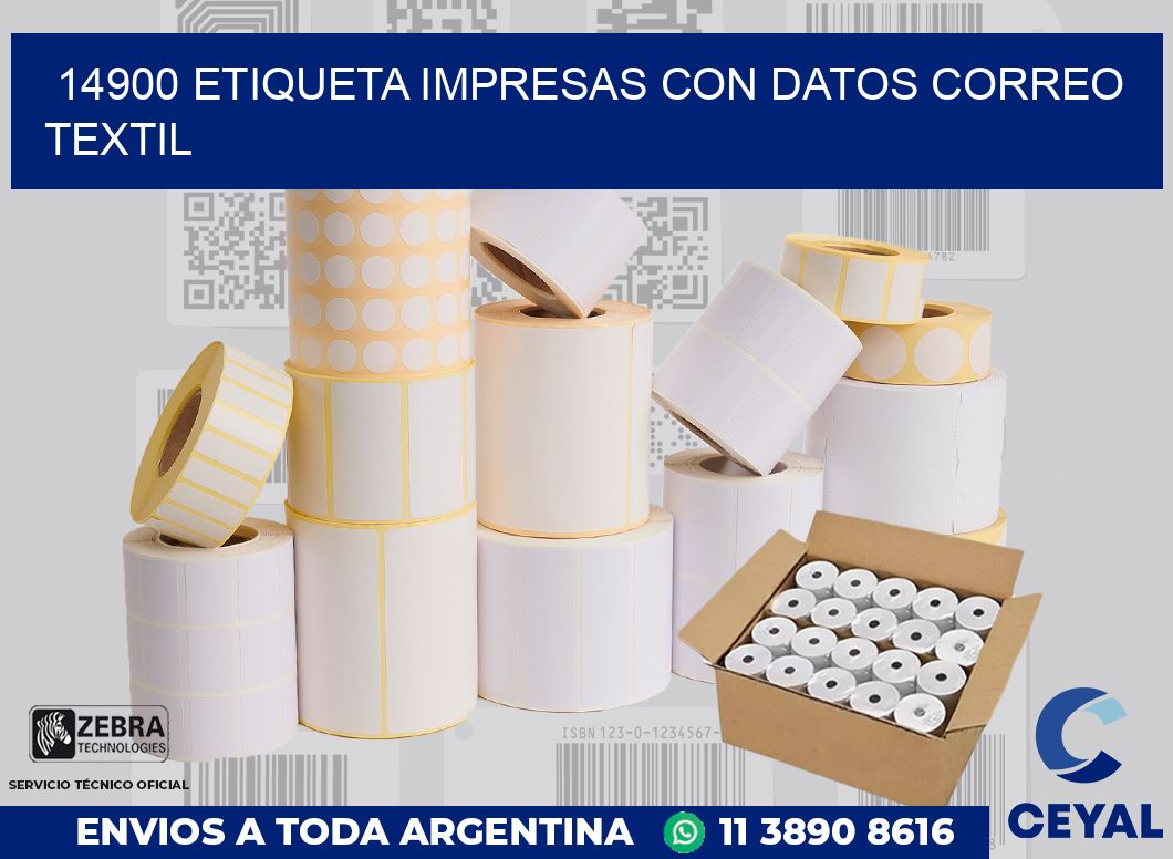 14900 ETIQUETA IMPRESAS CON DATOS CORREO TEXTIL