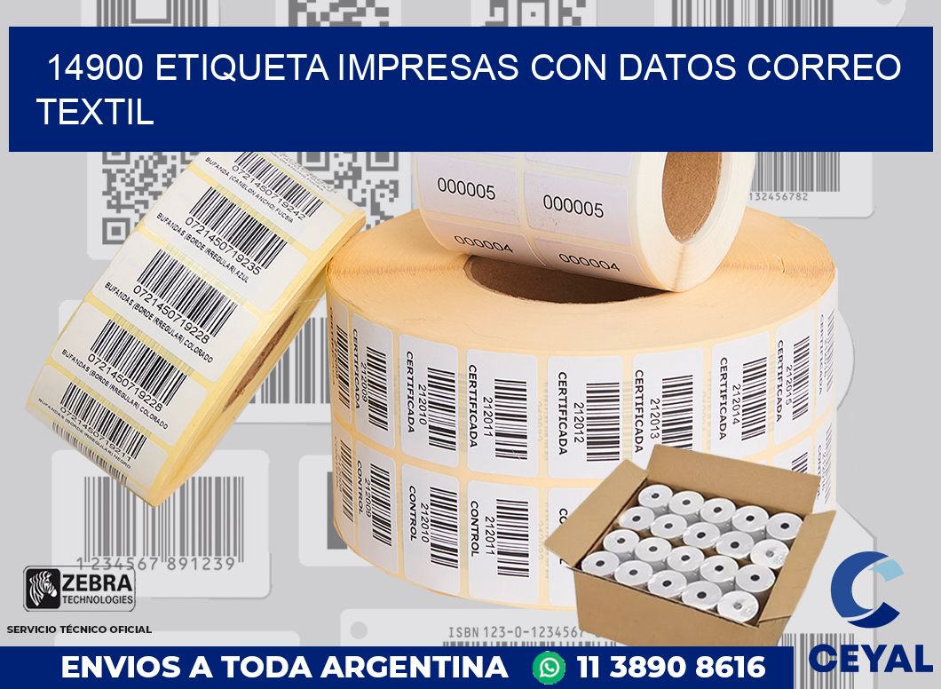 14900 ETIQUETA IMPRESAS CON DATOS CORREO TEXTIL