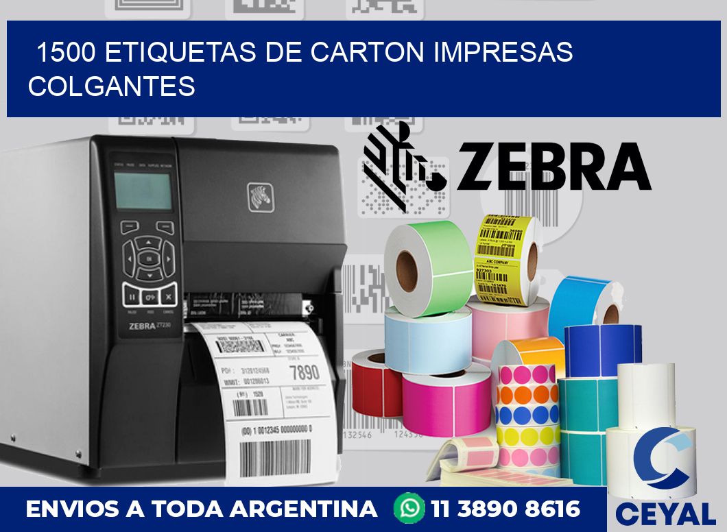1500 ETIQUETAS DE CARTON IMPRESAS COLGANTES