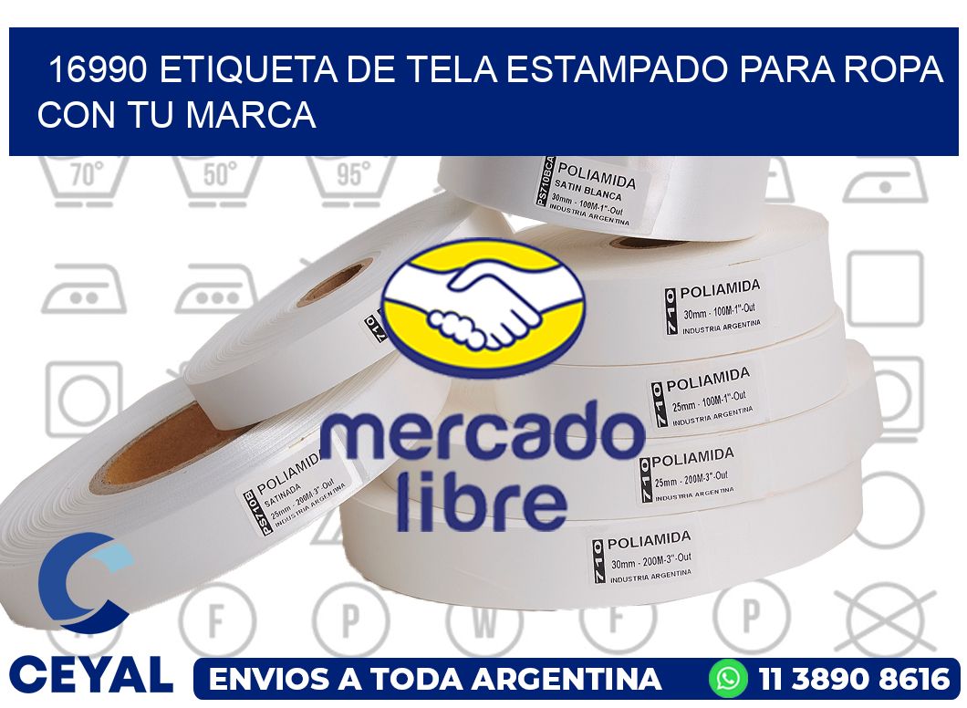 16990 ETIQUETA DE TELA ESTAMPADO PARA ROPA CON TU MARCA