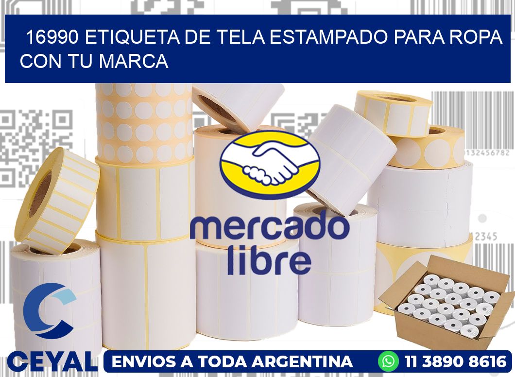 16990 ETIQUETA DE TELA ESTAMPADO PARA ROPA CON TU MARCA
