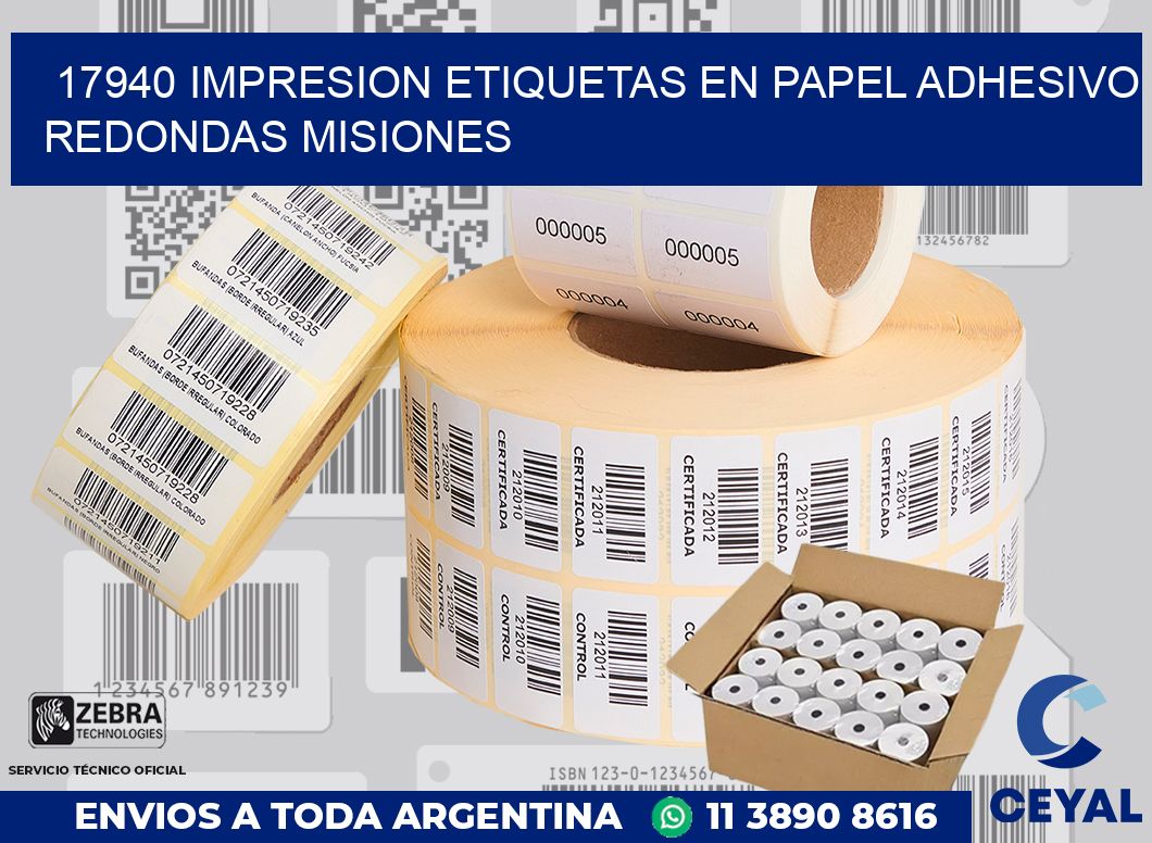 17940 IMPRESION ETIQUETAS EN PAPEL ADHESIVO REDONDAS MISIONES