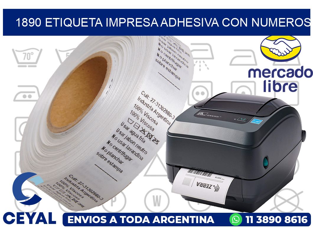 1890 ETIQUETA IMPRESA ADHESIVA CON NUMEROS