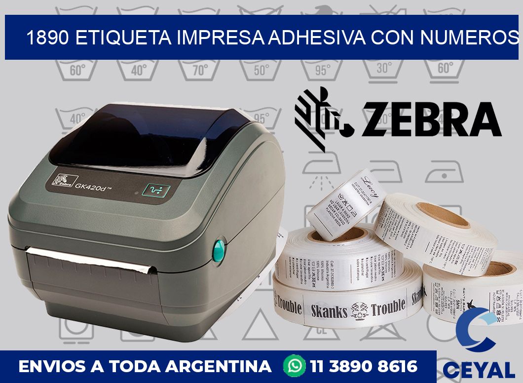 1890 ETIQUETA IMPRESA ADHESIVA CON NUMEROS