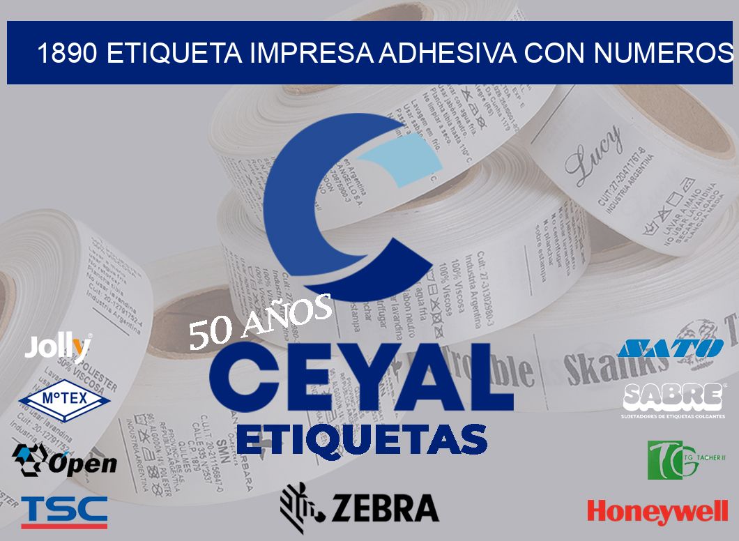 1890 ETIQUETA IMPRESA ADHESIVA CON NUMEROS
