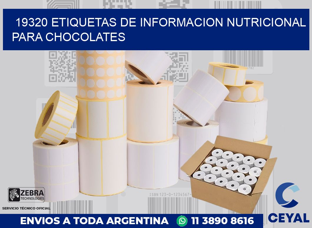 19320 ETIQUETAS DE INFORMACION NUTRICIONAL PARA CHOCOLATES