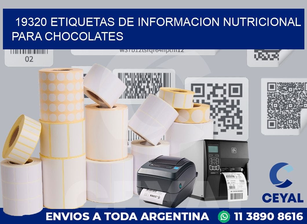 19320 ETIQUETAS DE INFORMACION NUTRICIONAL PARA CHOCOLATES