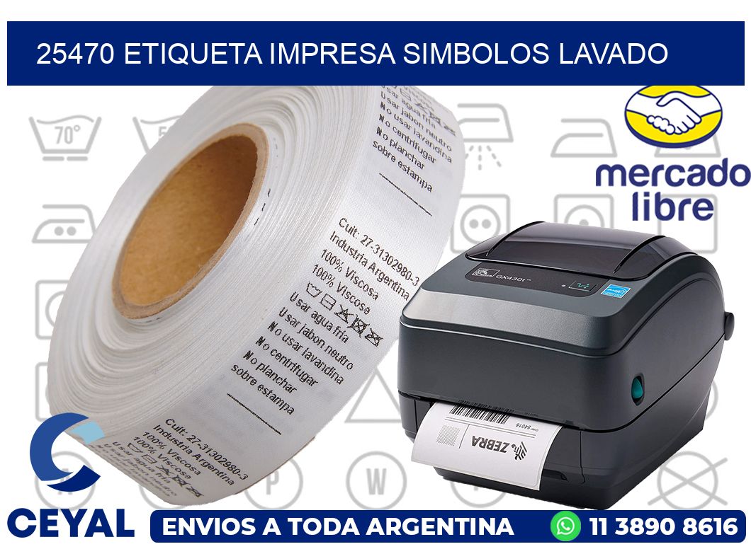 25470 ETIQUETA IMPRESA SIMBOLOS LAVADO