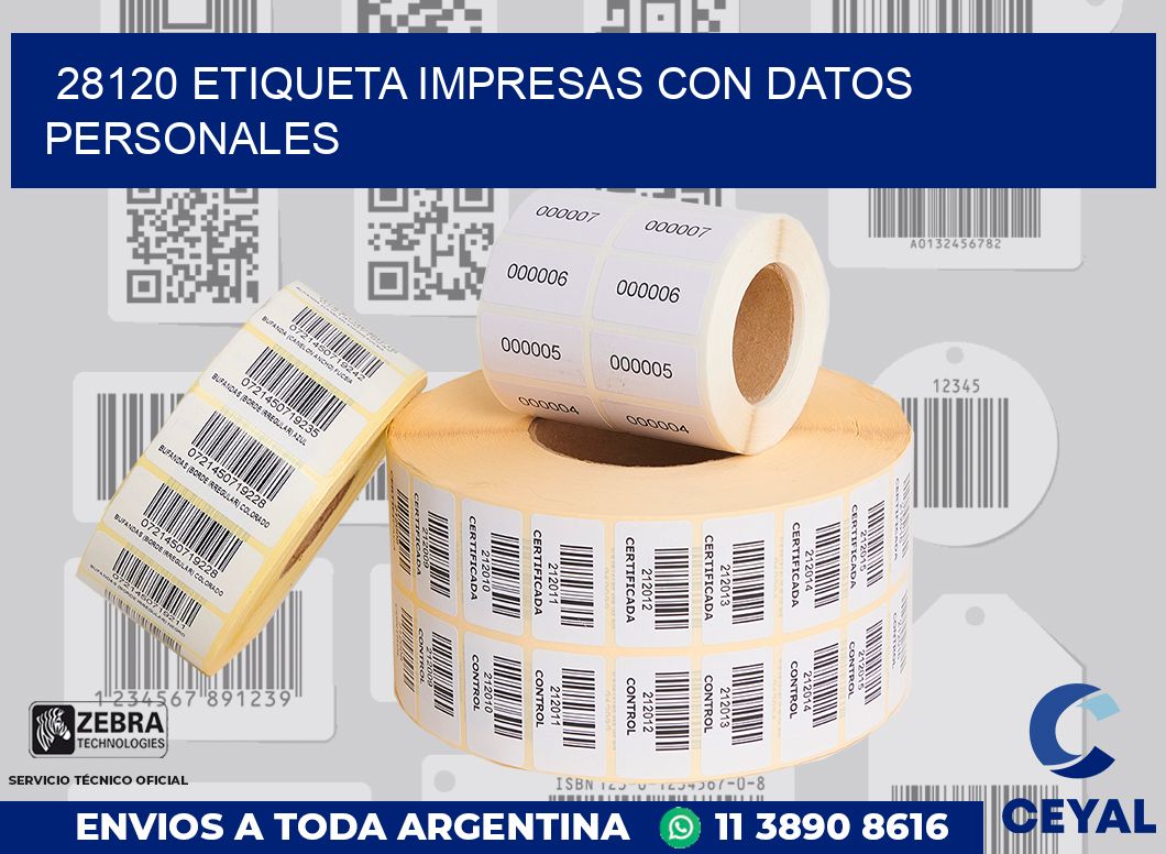 28120 ETIQUETA IMPRESAS CON DATOS PERSONALES