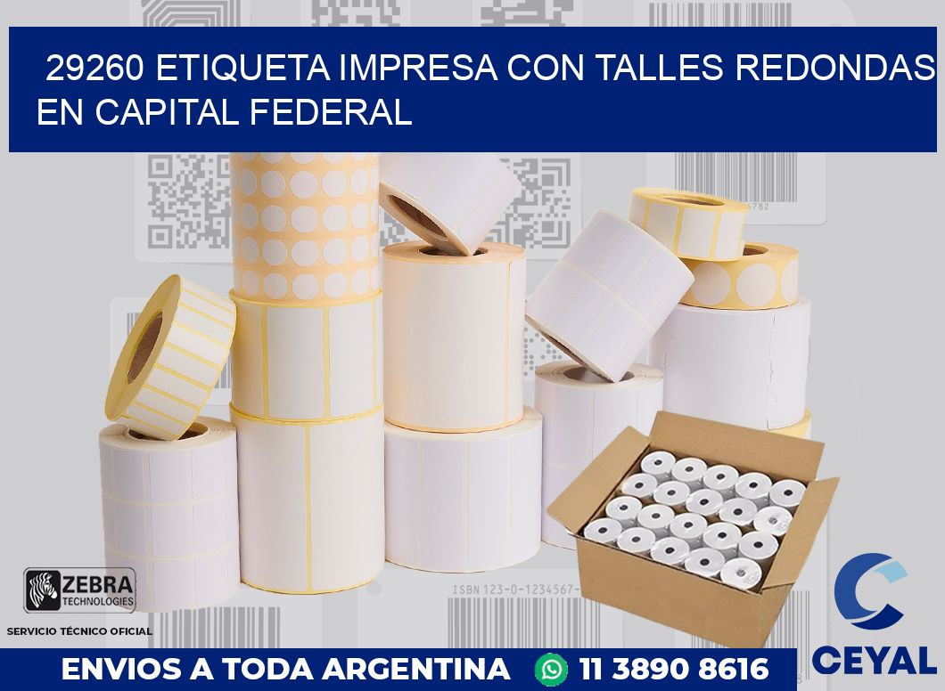 29260 ETIQUETA IMPRESA CON TALLES REDONDAS EN CAPITAL FEDERAL