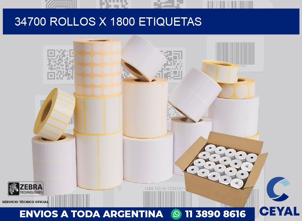 34700 Rollos x 1800 etiquetas
