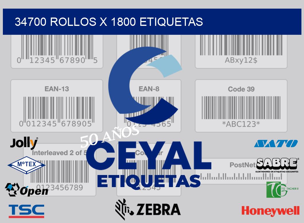 34700 Rollos x 1800 etiquetas