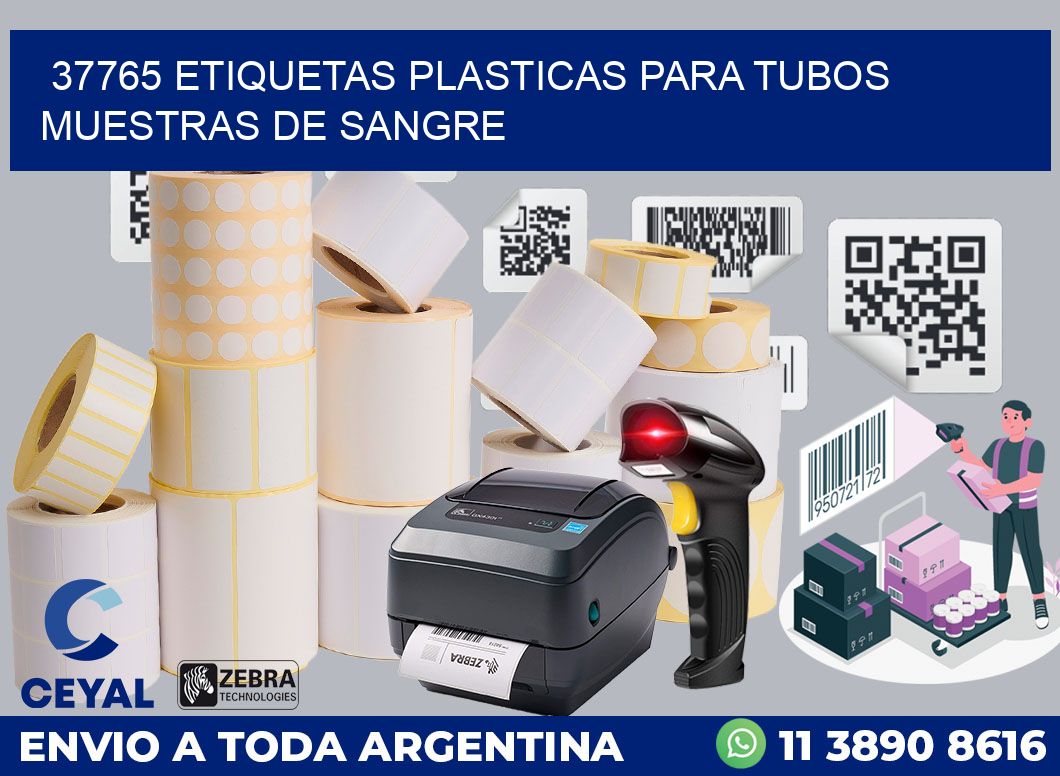 37765 ETIQUETAS PLASTICAS PARA TUBOS MUESTRAS DE SANGRE
