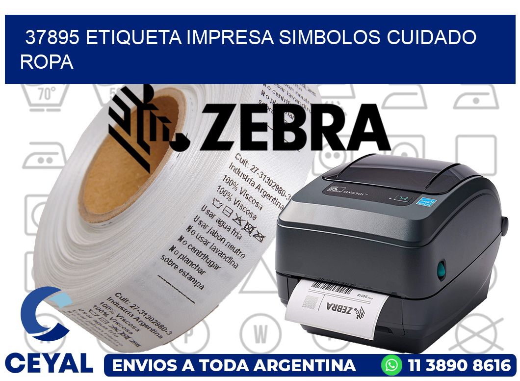37895 ETIQUETA IMPRESA SIMBOLOS CUIDADO ROPA