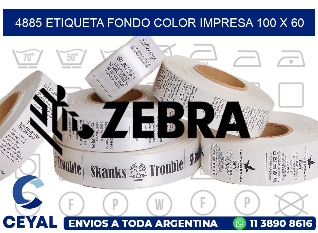 4885 ETIQUETA FONDO COLOR IMPRESA 100 X 60