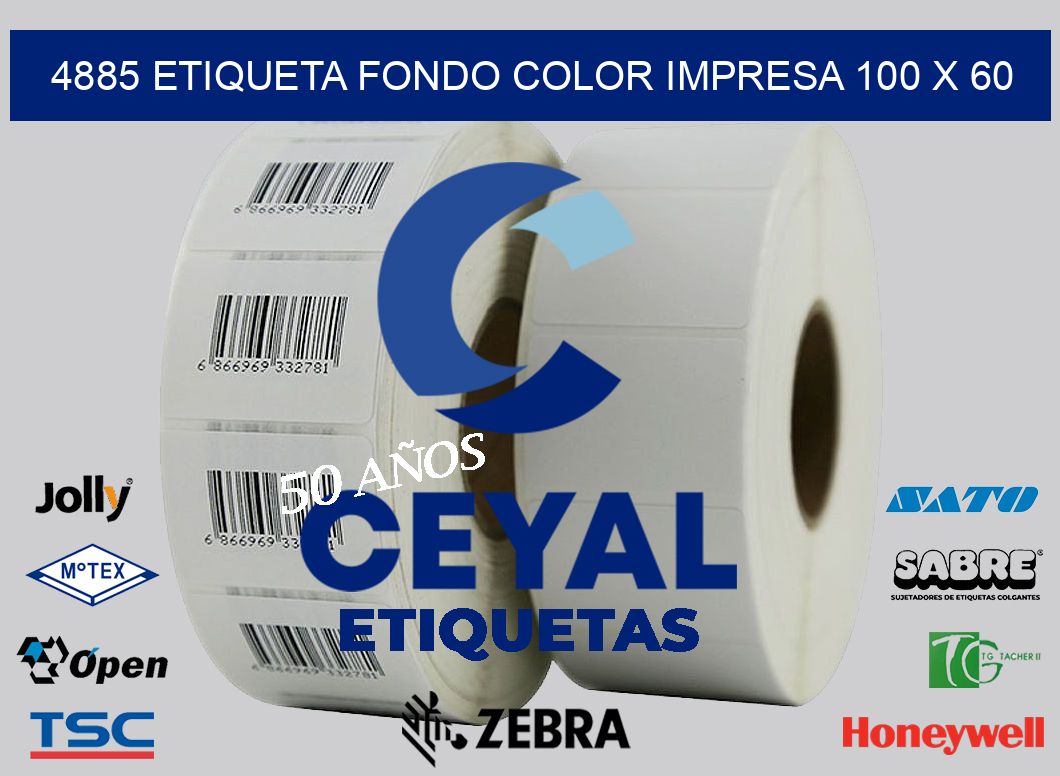 4885 ETIQUETA FONDO COLOR IMPRESA 100 X 60