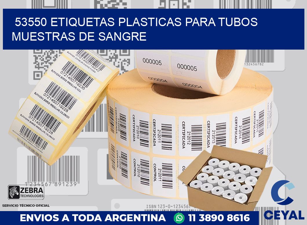 53550 ETIQUETAS PLASTICAS PARA TUBOS MUESTRAS DE SANGRE