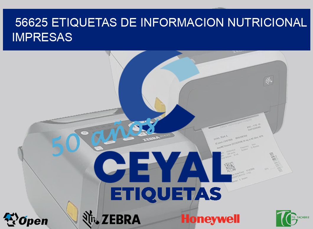56625 ETIQUETAS DE INFORMACION NUTRICIONAL IMPRESAS